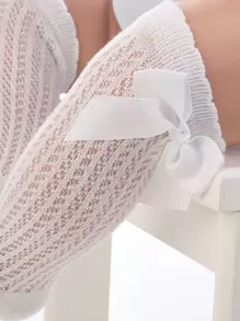 Toddler Girls Bow Decor Knee Socks - White - View 4