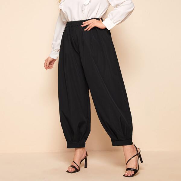 

Plus Solid Carrot Pants, Black