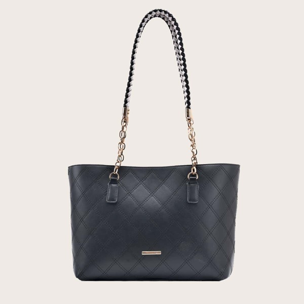 

Quilted Tote Bag, Black