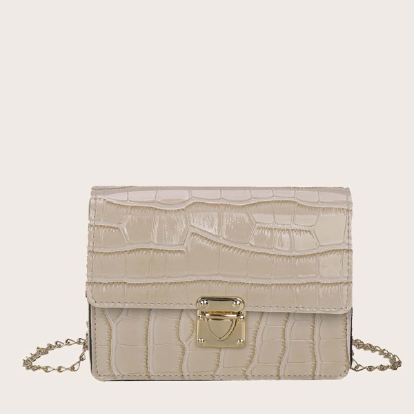 

Croc Embossed Push Lock Crossbody Bag, Khaki