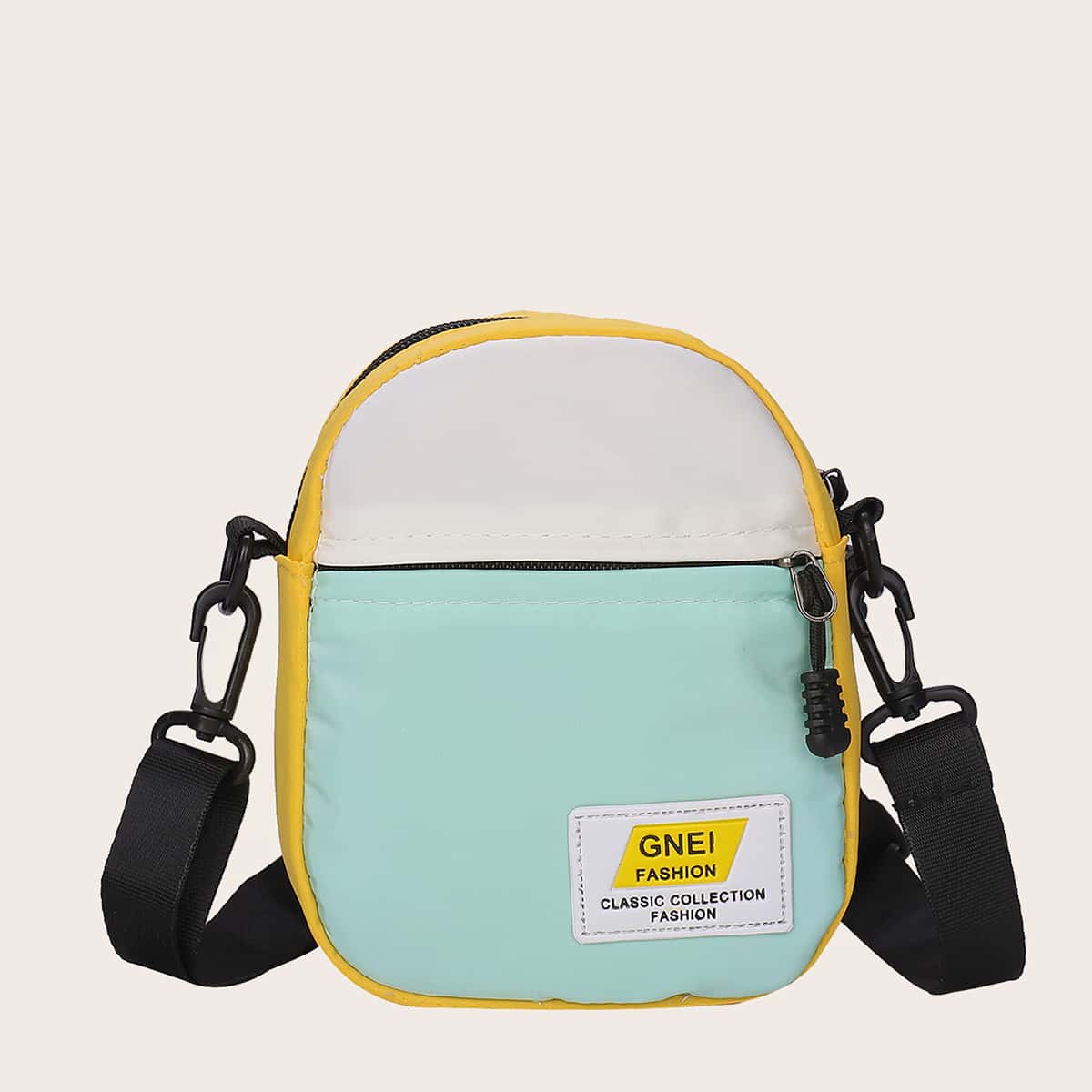 

Letter Patch Colorblock Crossbody Bag, Multicolor
