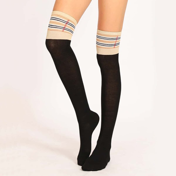 

Striped Pattern Knee Socks, Multicolor