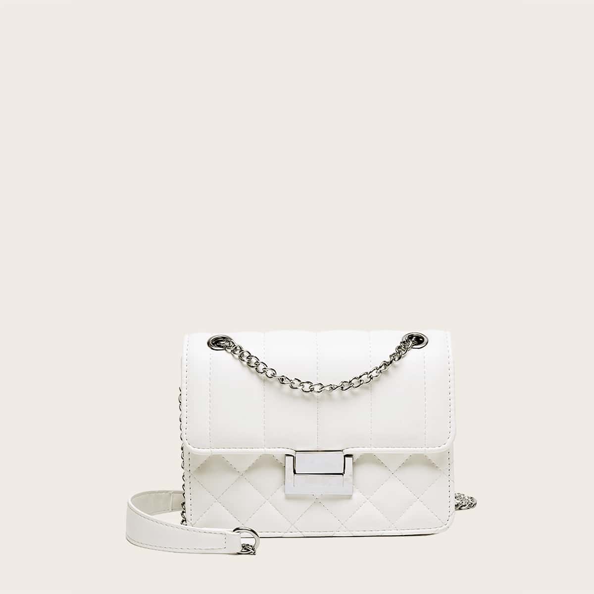 

Quilted Flap Crossbody Bag, White