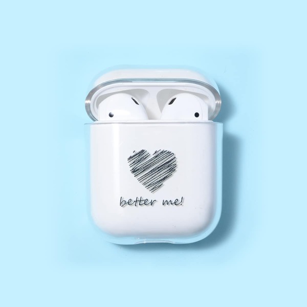 

1pc Heart Print AirPods Case, Clear