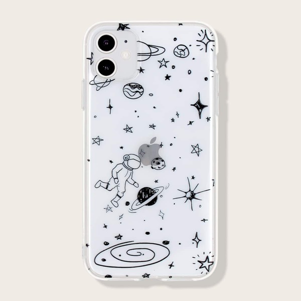 

1pc Cartoon Graphic iPhone Case, Clear