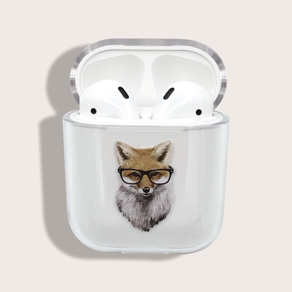 

1pc Animal Print AirPods Case, Clear
