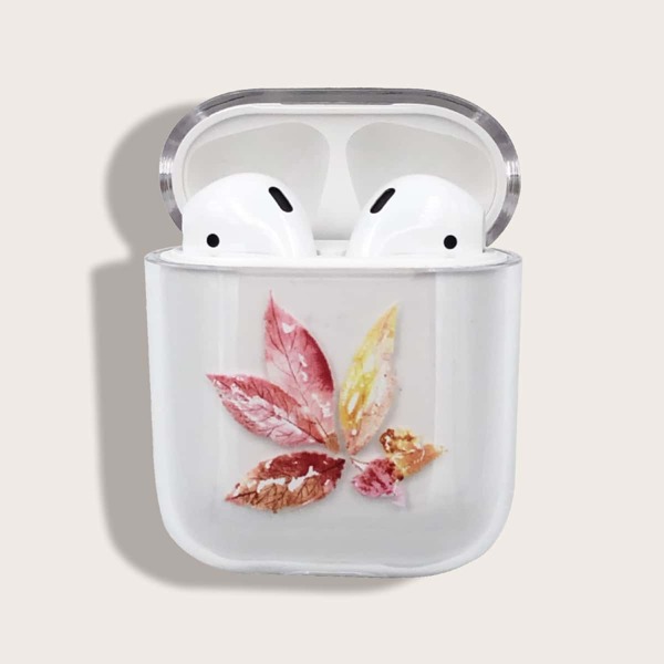 

1pc Leaf Print AirPods Case, Clear
