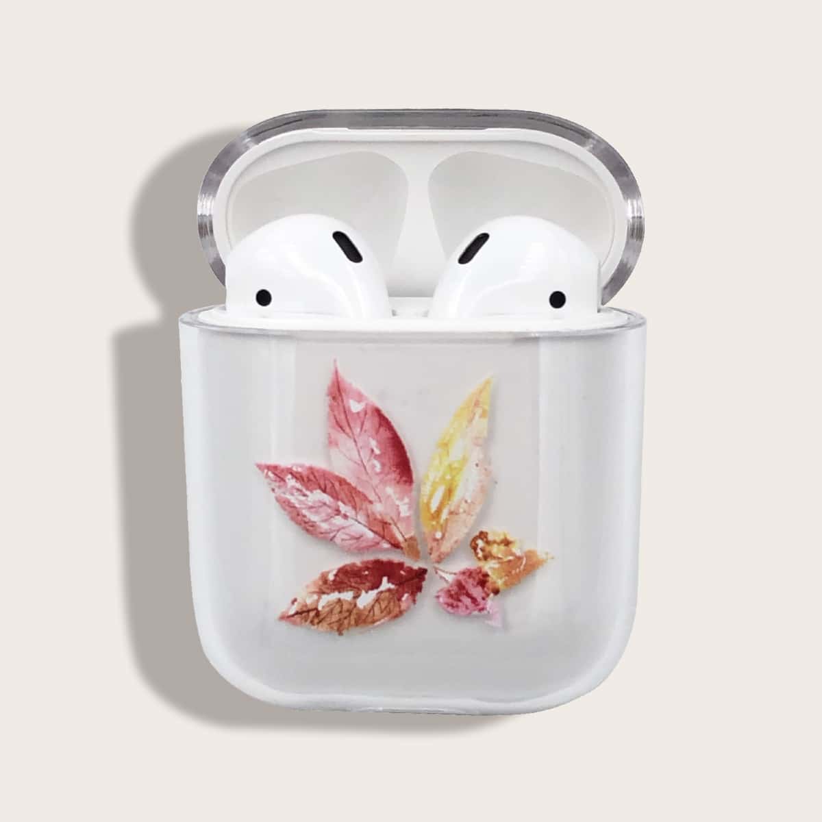 

1pc Leaf Print AirPods Case, Clear