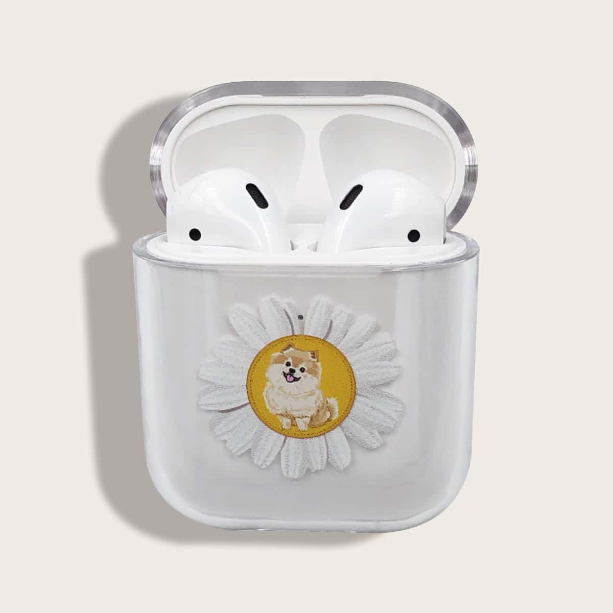 

1pc Flower Print AirPods Case, Clear