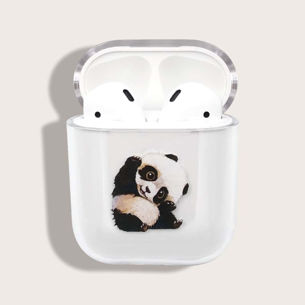 

1шт чехол для AirPods с узором панды, Прозрачный