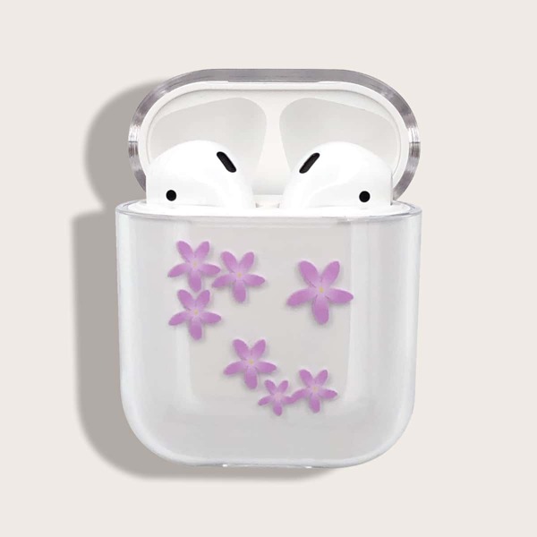 

1pc Flower Print AirPods Case, Clear