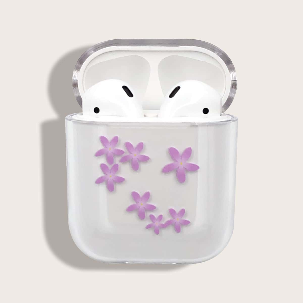 

1pc Flower Print AirPods Case, Clear