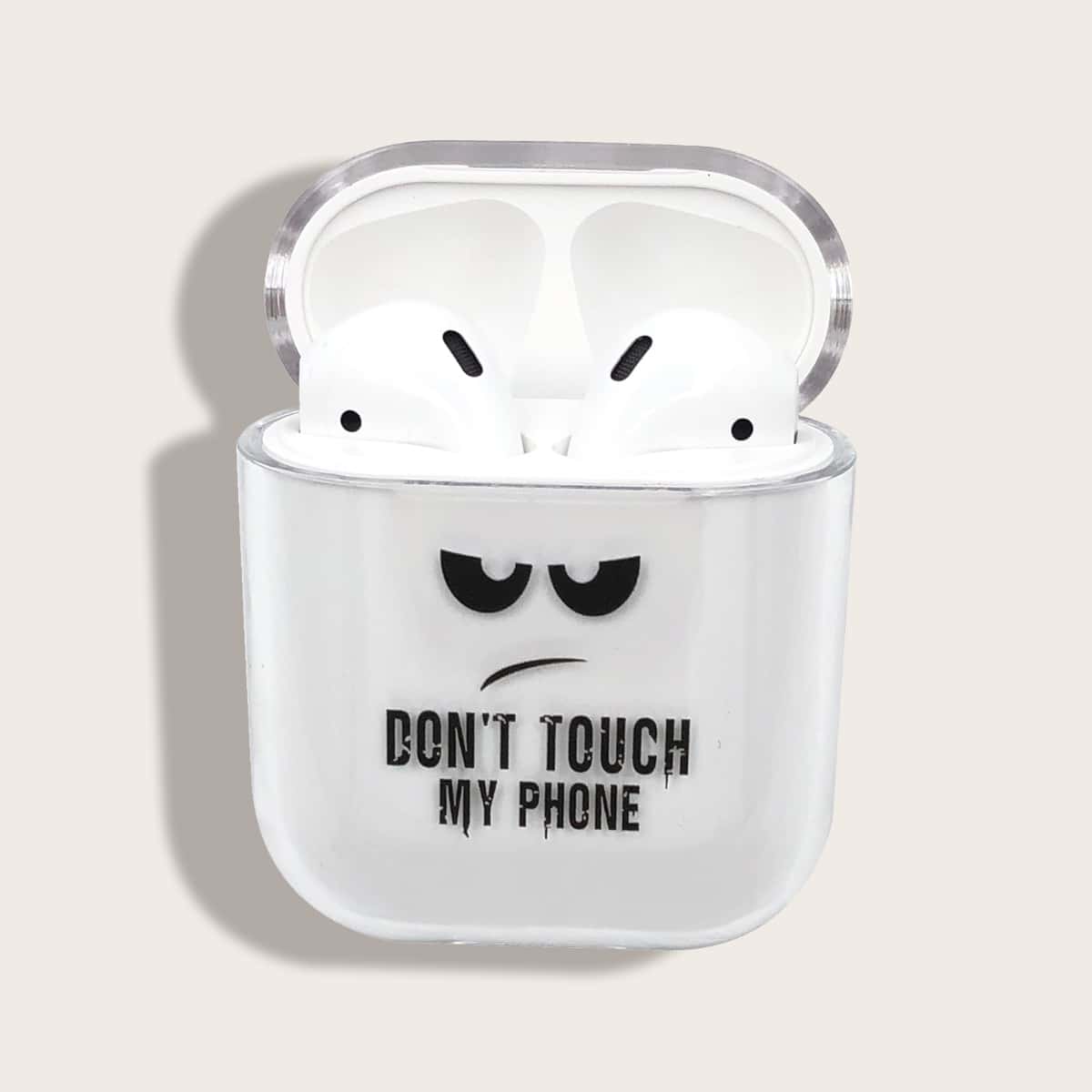 

1pc Slogan Graphic AirPods Case, Clear