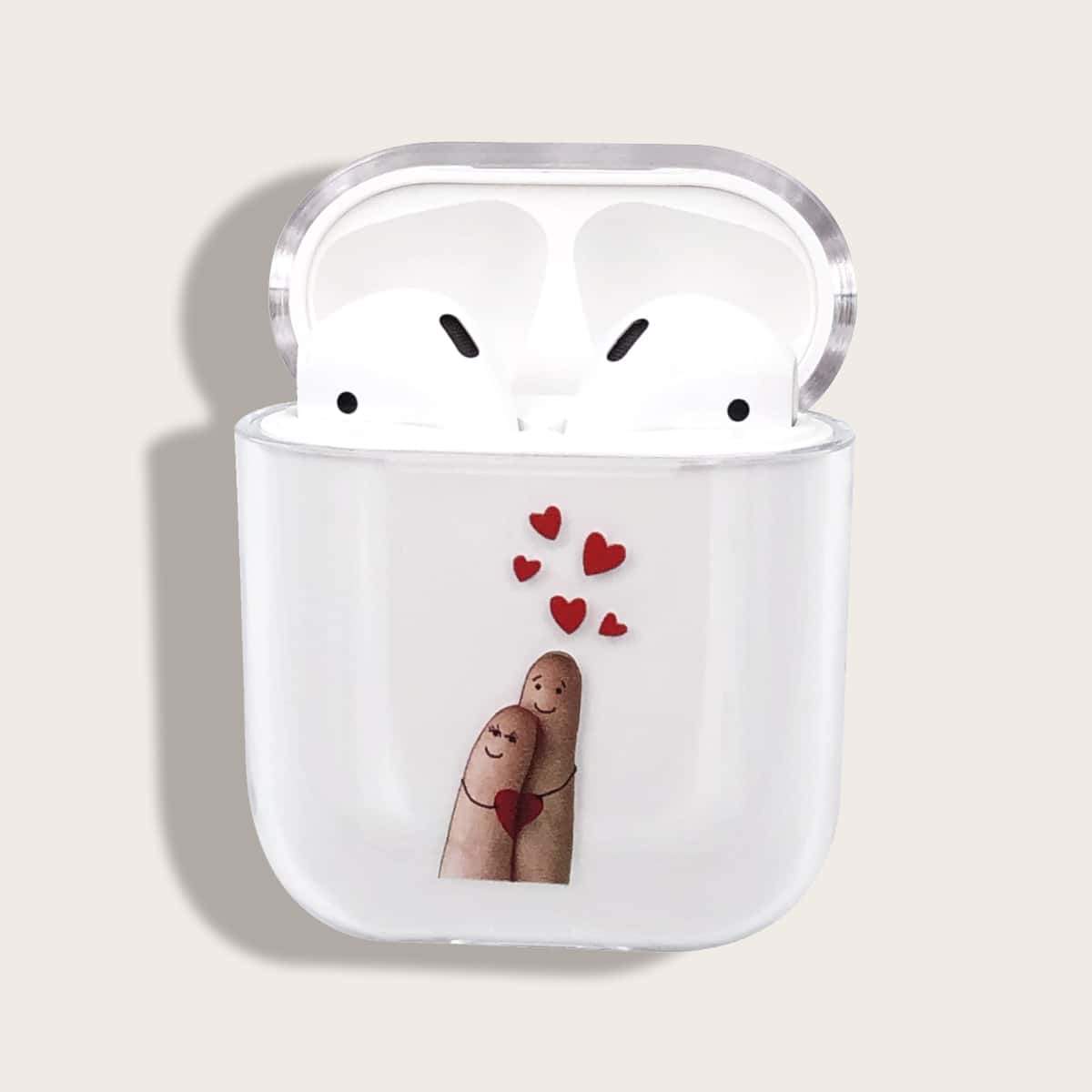 

1pc Finger Pattern AirPods Case, Clear
