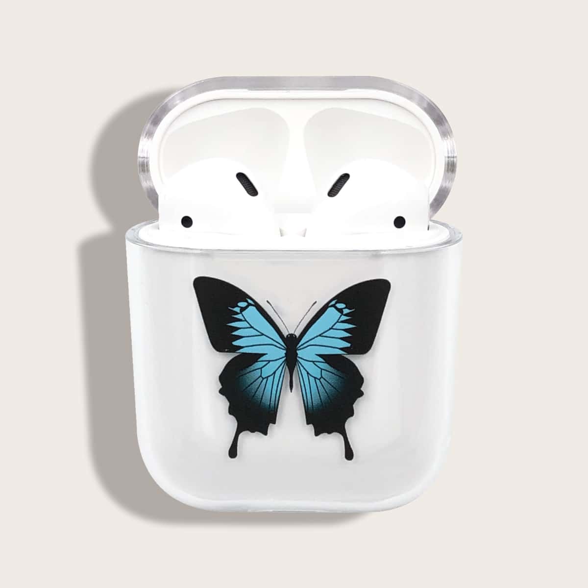 

1pc Butterfly Print AirPods Case, Clear