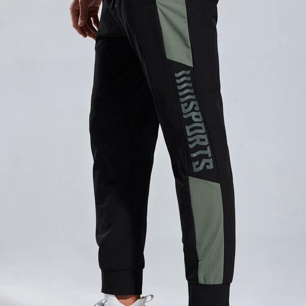 

Men Letter Graphic Drawstring Sports Sweatpants, Black