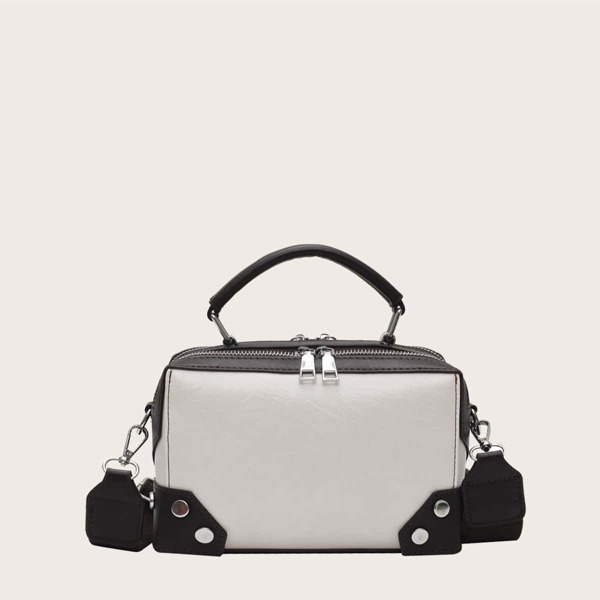 

Two Tone Box Bag, White