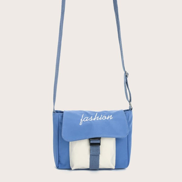 

Two Tone Flap Crossbody Bag, Blue and white