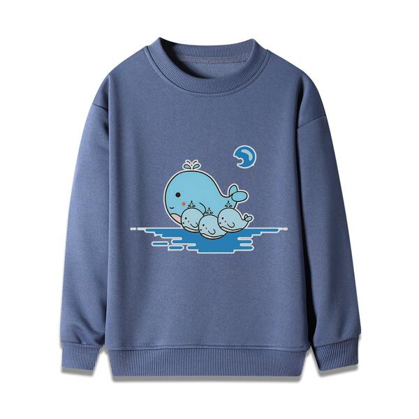 

Boys Cartoon Whales Print Sweatshirt, Dusty blue