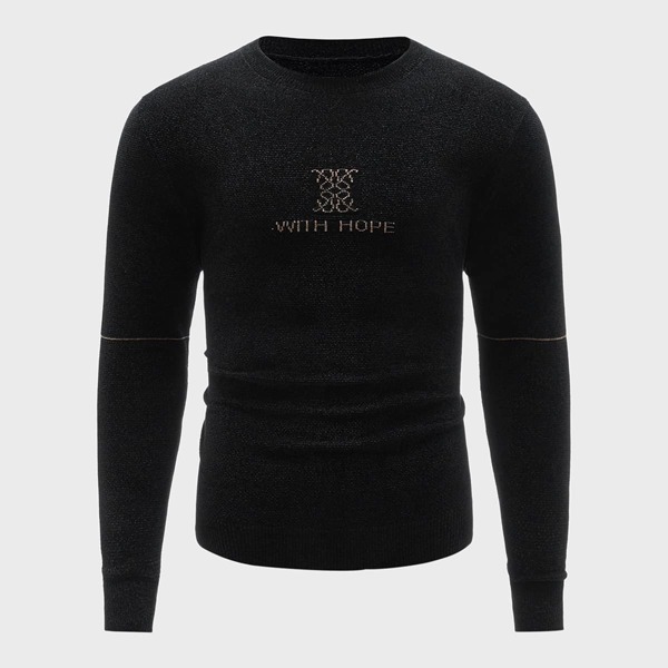 

Men Letter And Graphic Pattern Sweater, Black