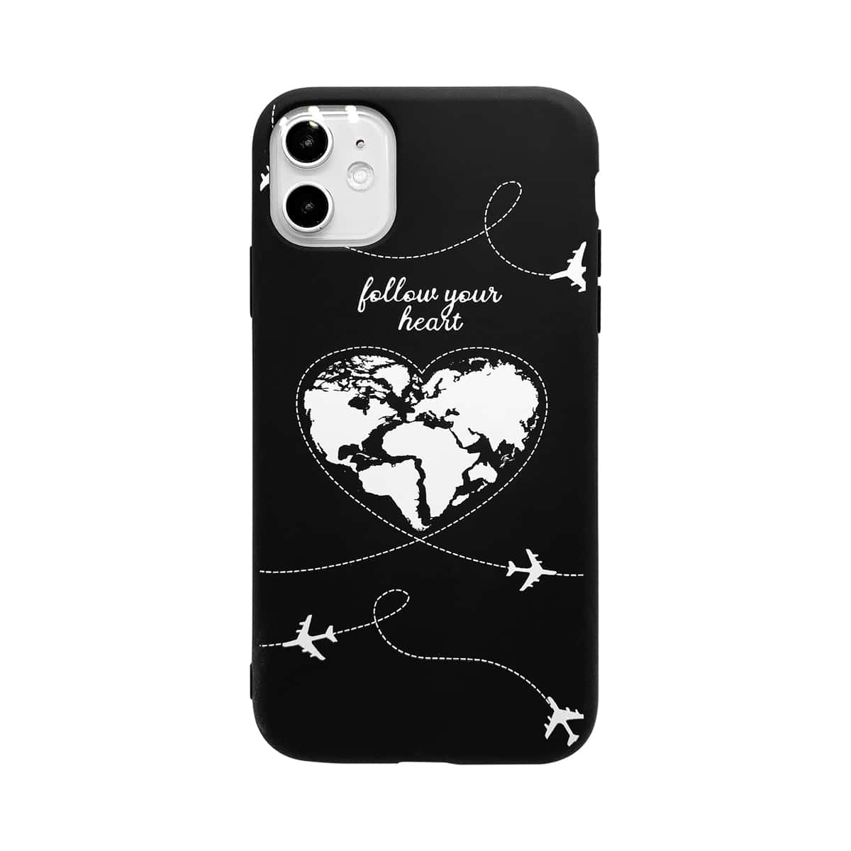 

1pc Heart Pattern iPhone Case, Black and white