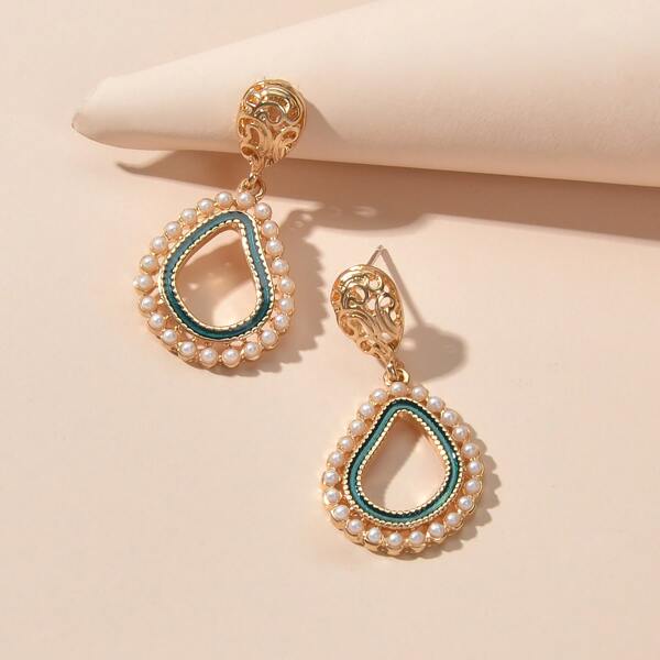 

Faux Pearl Decor Drop Earrings, Blue