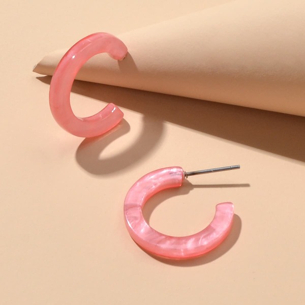 

Acrylic Cuff Hoop Earrings, Pink