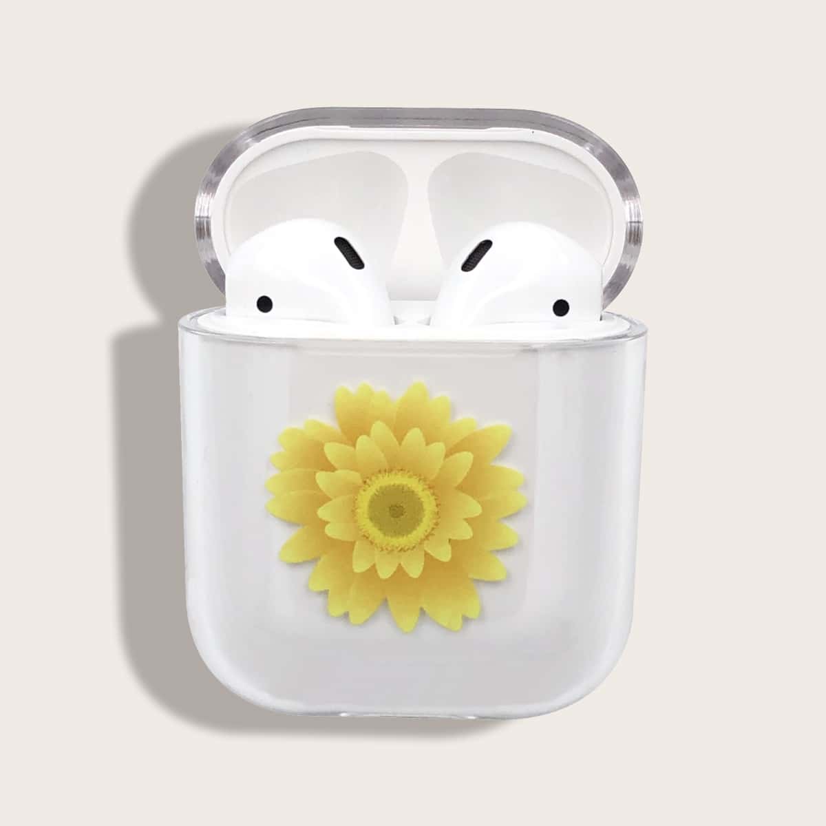 

1pc Flower Print AirPods Case, Clear