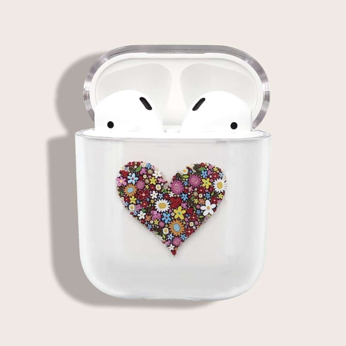 

1pc Flower Print AirPods Case, Clear