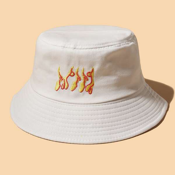 

Embroidery Bucket Hat, White