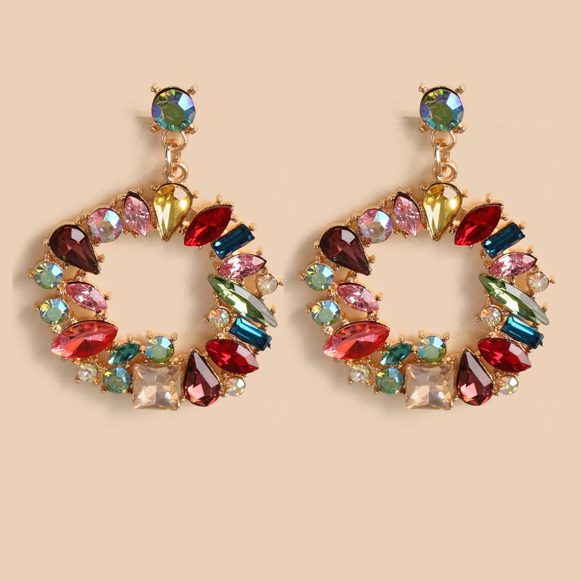 

Colorful Rhinestone Drop Earrings, Multicolor