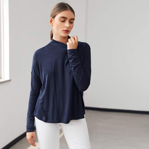 

Solid Drop Shoulder Tee, Navy blue