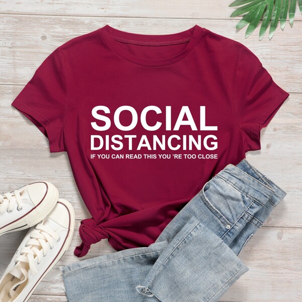 

Slogan Graphic Short Sleeve Tee, Maroon