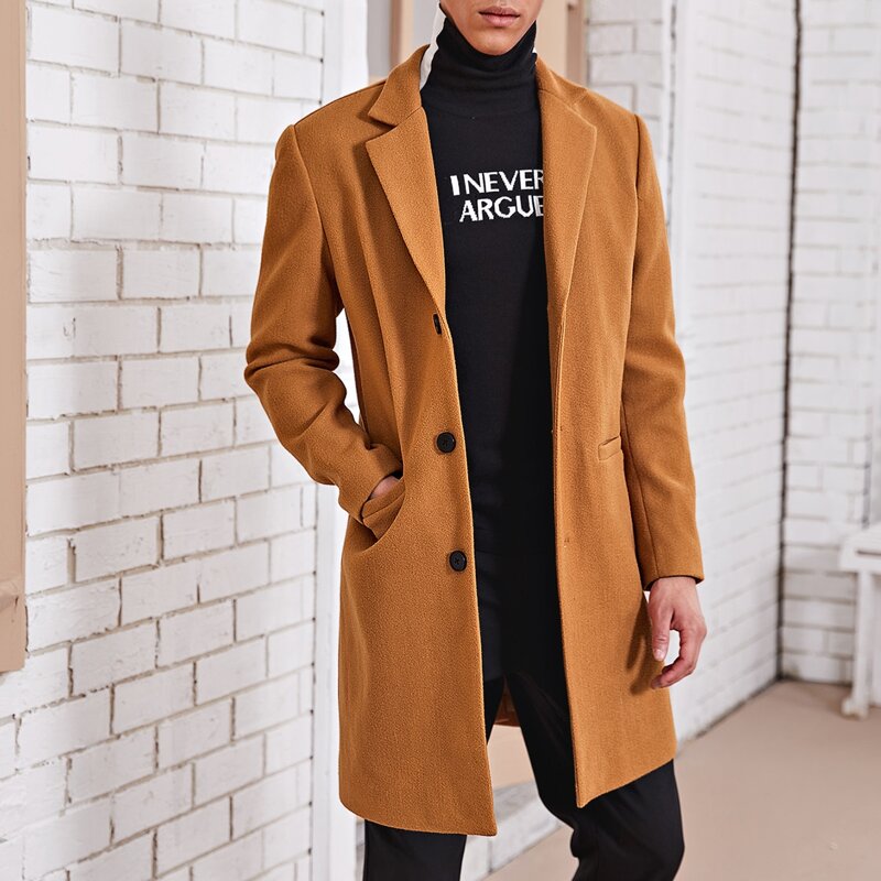 

Guys Pocket Front Split Hem Overcoat, Ginger