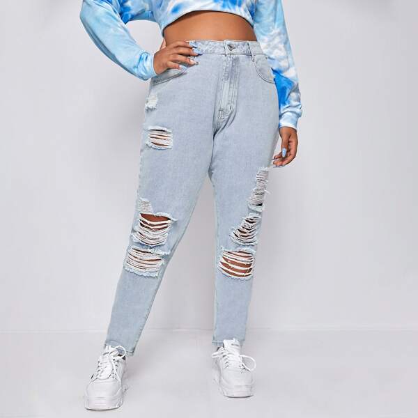

Plus Light Wash Ripped Jeans