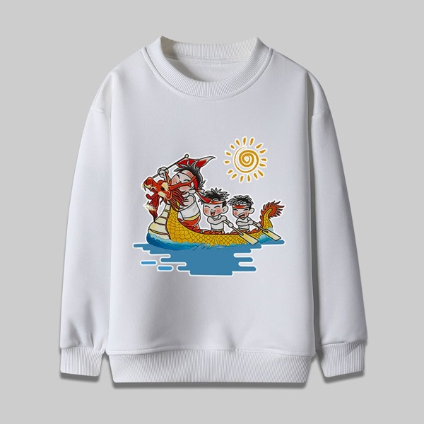 

Boys Chinese Dragon Boat Race Print Sweatshirt, White
