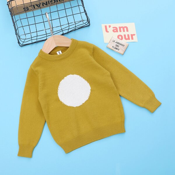

Toddler Girls Circle Pattern Sweater, Mustard yellow