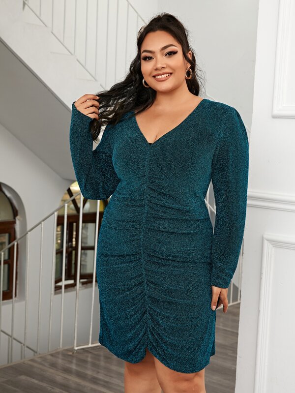 shein teal dress