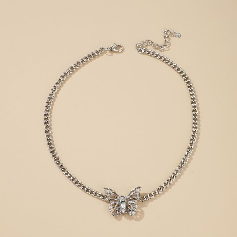 

Butterfly Chain Choker, Silver