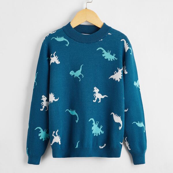 

Boys Little Dinosaur Pattern Sweater, Multicolor