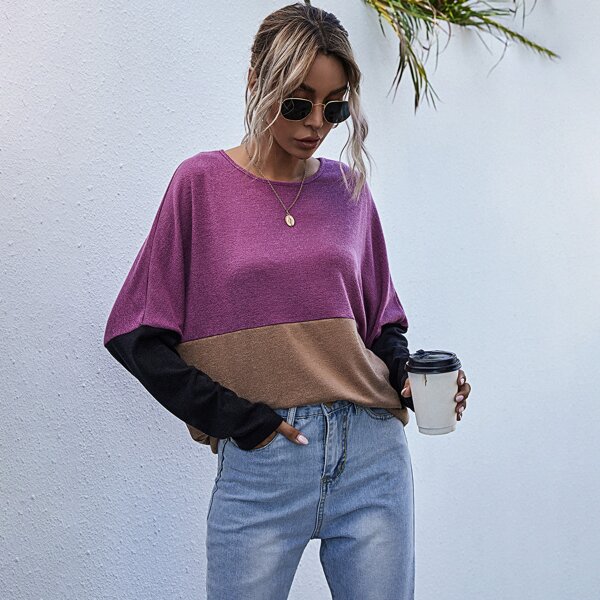 

Cut And Sew Drop Shoulder Oversized Tee, Multicolor