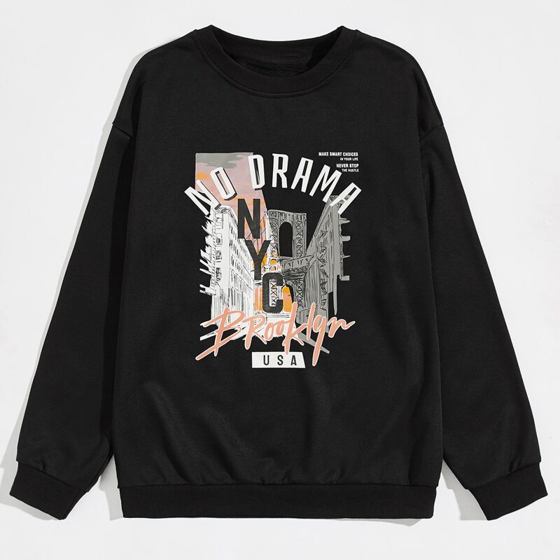 

Guys Letter Graphic Sweatshirt, Black
