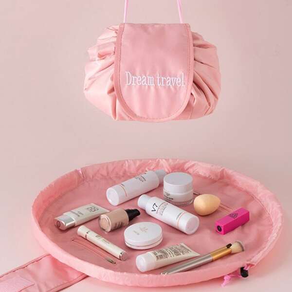 

1pc Toiletries Drawstring Storage Bag, Pink