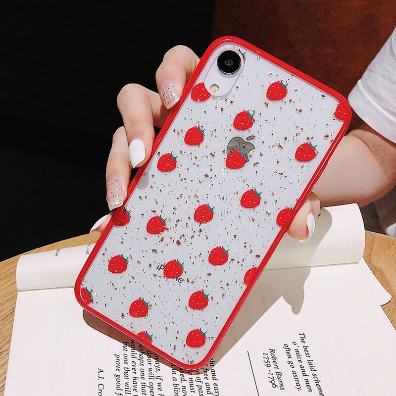 

Strawberry Glitter iPhone Case, Red
