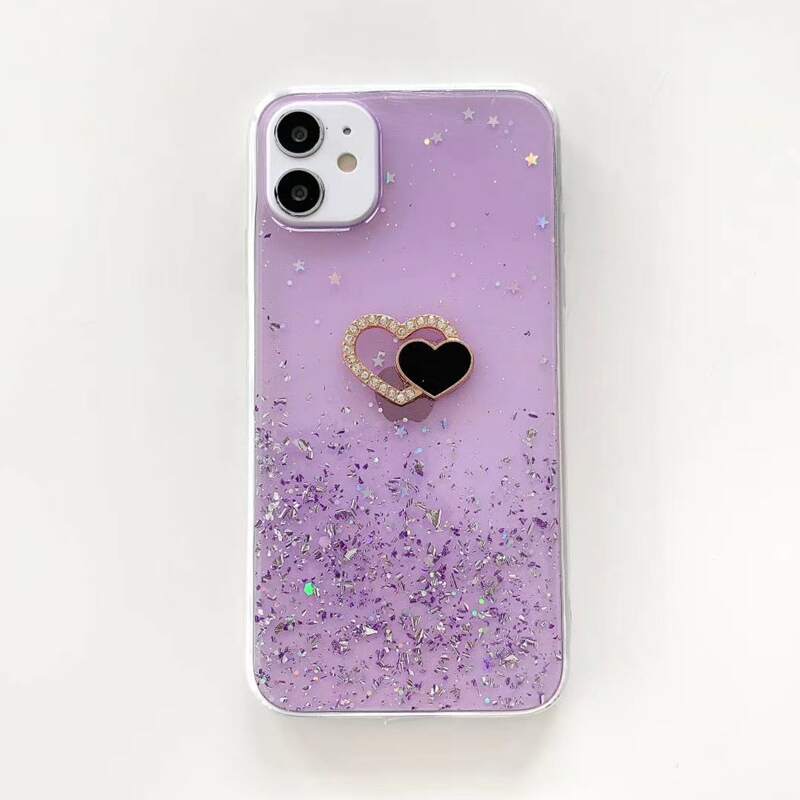 

Glitter Heart iPhone Case, Lilac purple