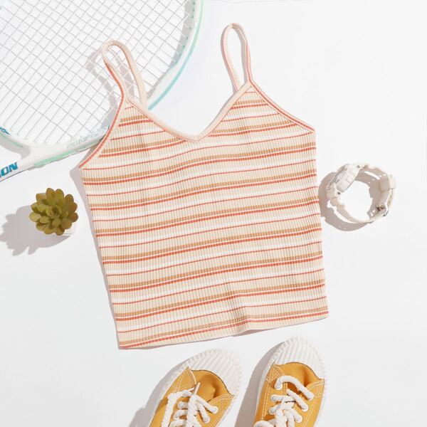

Rib-knit Striped Cami Top, Multicolor