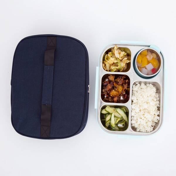 

1pc Geometric Elk Print Insulation Lunch Bag, Navy blue