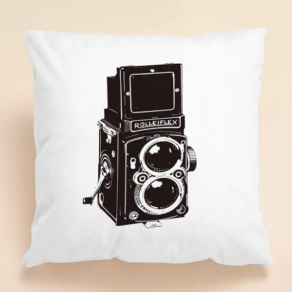 

Rolleiflex Camera Print Cushion Cover Without Filler, White
