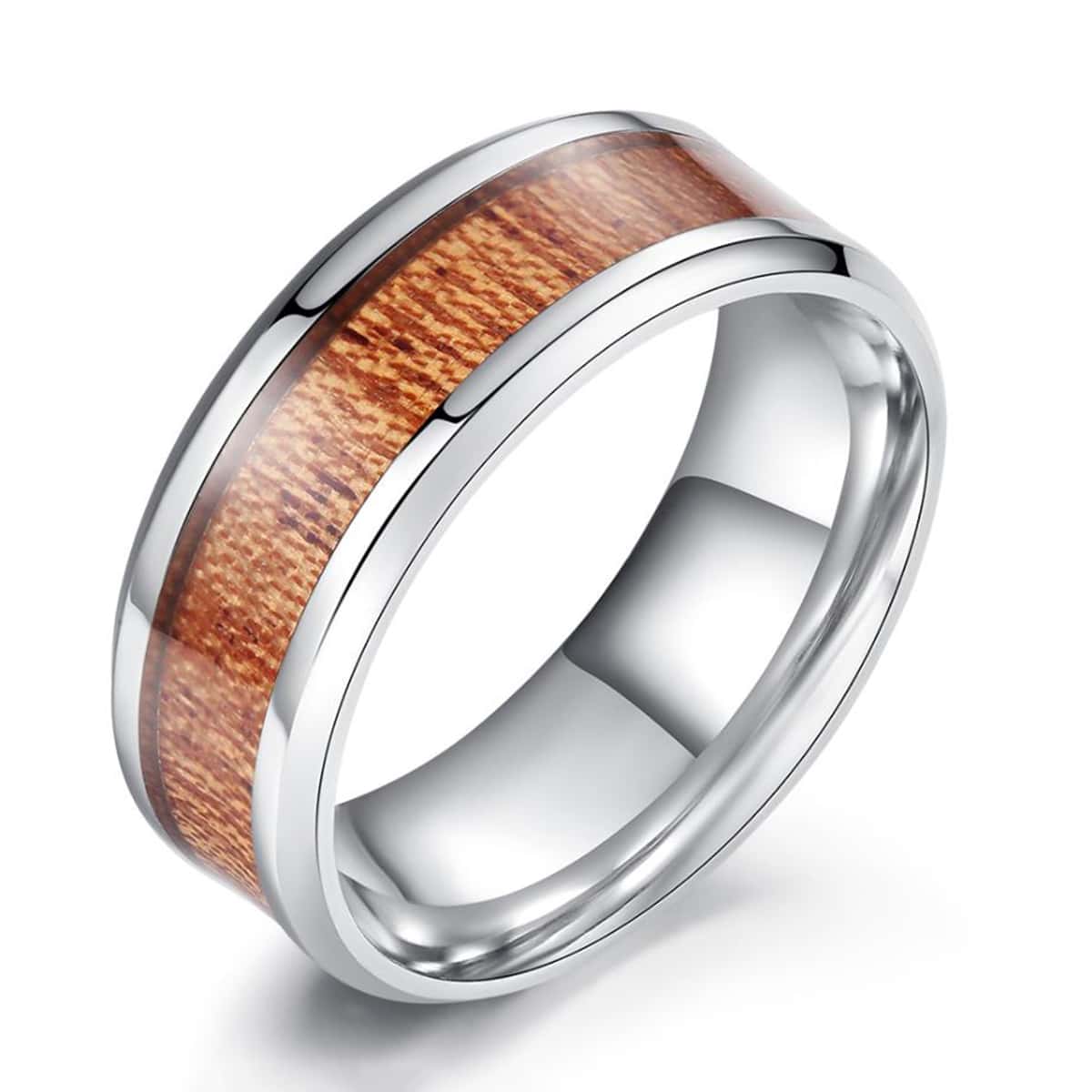 

1pc Wood Grain Ring, Silver