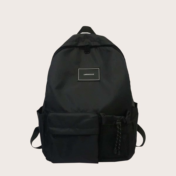 

Men Letter Patch Backpack, Black